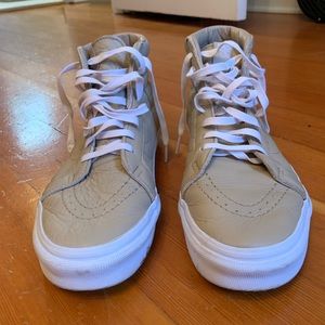 Vans Beige and White High-Top Sneakers